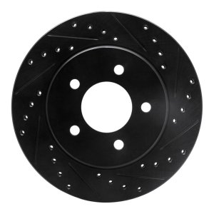 Chrysler Grand Voyager Brake Rotor (1) - Front Right - R1 Concepts - Drilled & Slotted - Black - `91-`02